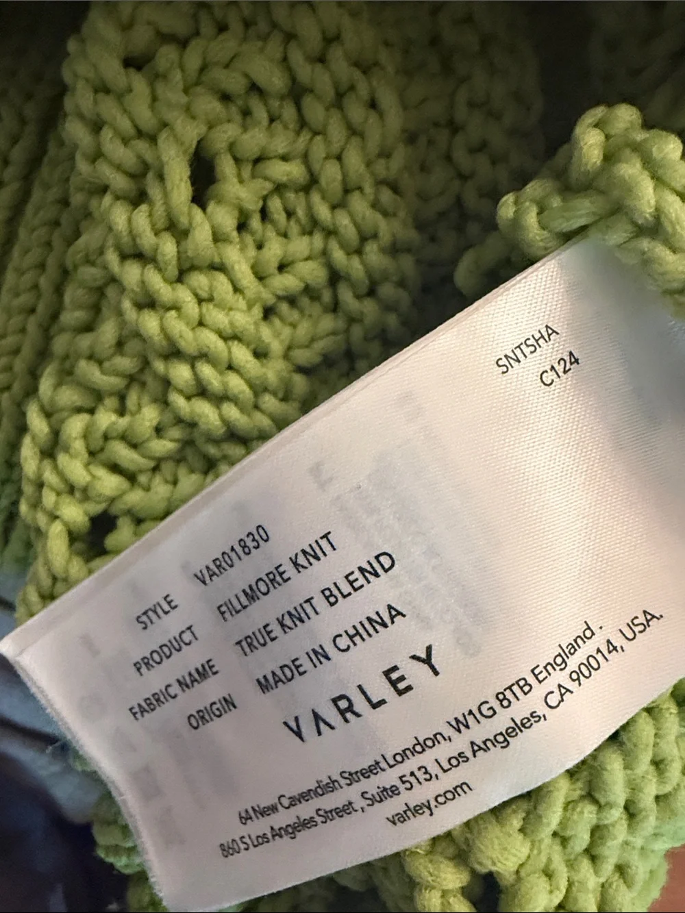 Varley Fillmore Knit Top Womens L Lime Green Cropped Boxy Fit Sweater Cottage